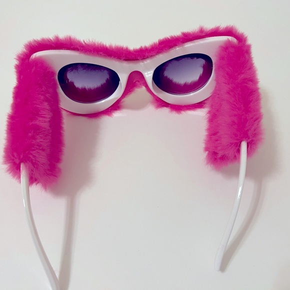 NEW Trendy Oversize Celebrity Punk Soft Fur UV400 Handmade Sunglasses HOT PINK - Picture 4 of 7